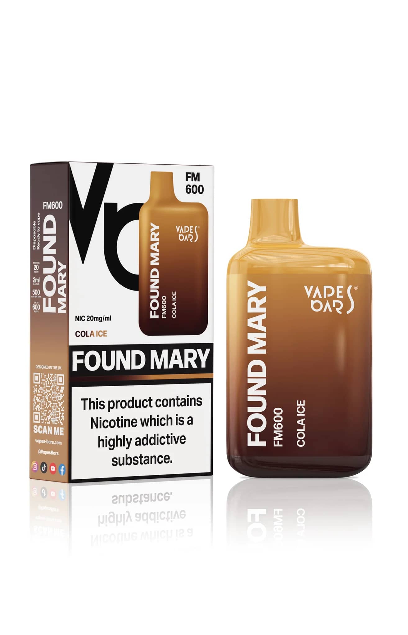 Vapes Bars Found Mary FM600 – Einweg E-Shisha 575 Züge - Cola Ice