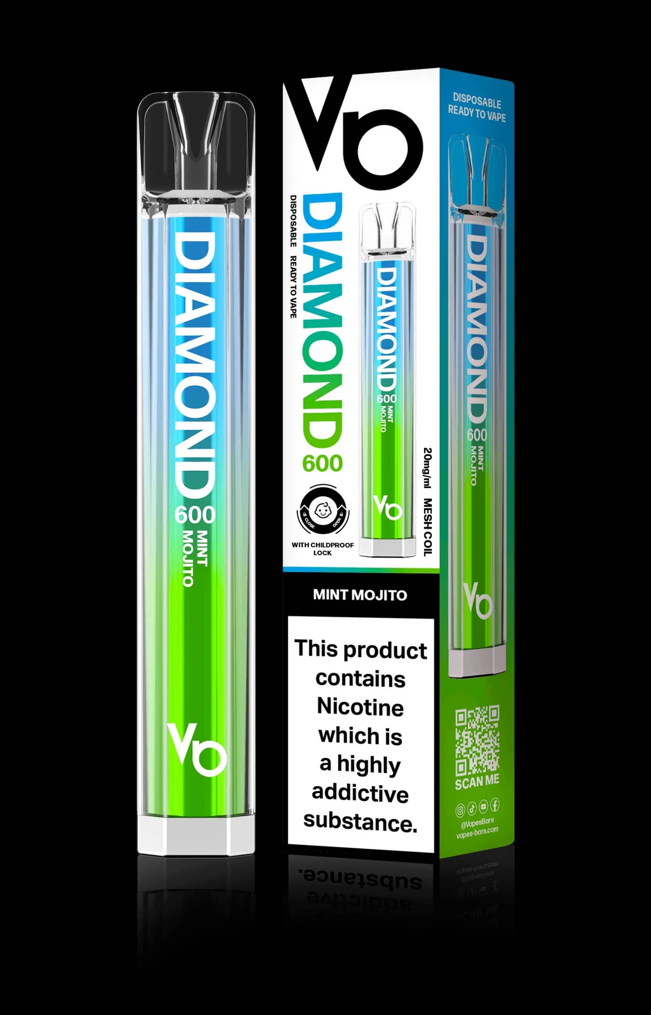 Vapes Bars Diamond 600 – Einweg E-Shisha 600 Züge - Mint Mojito