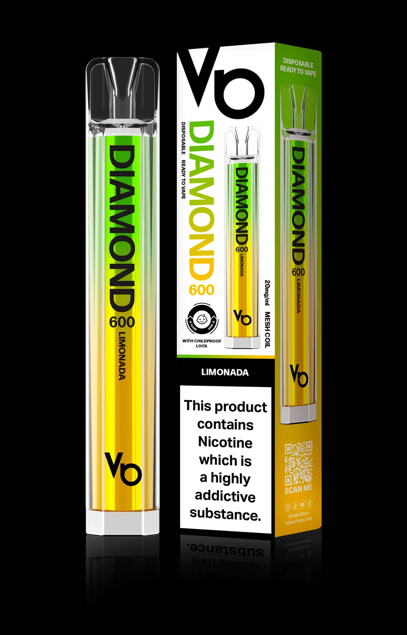 Vapes Bars Diamond 600 – Einweg E-Shisha 600 Züge - Limonada