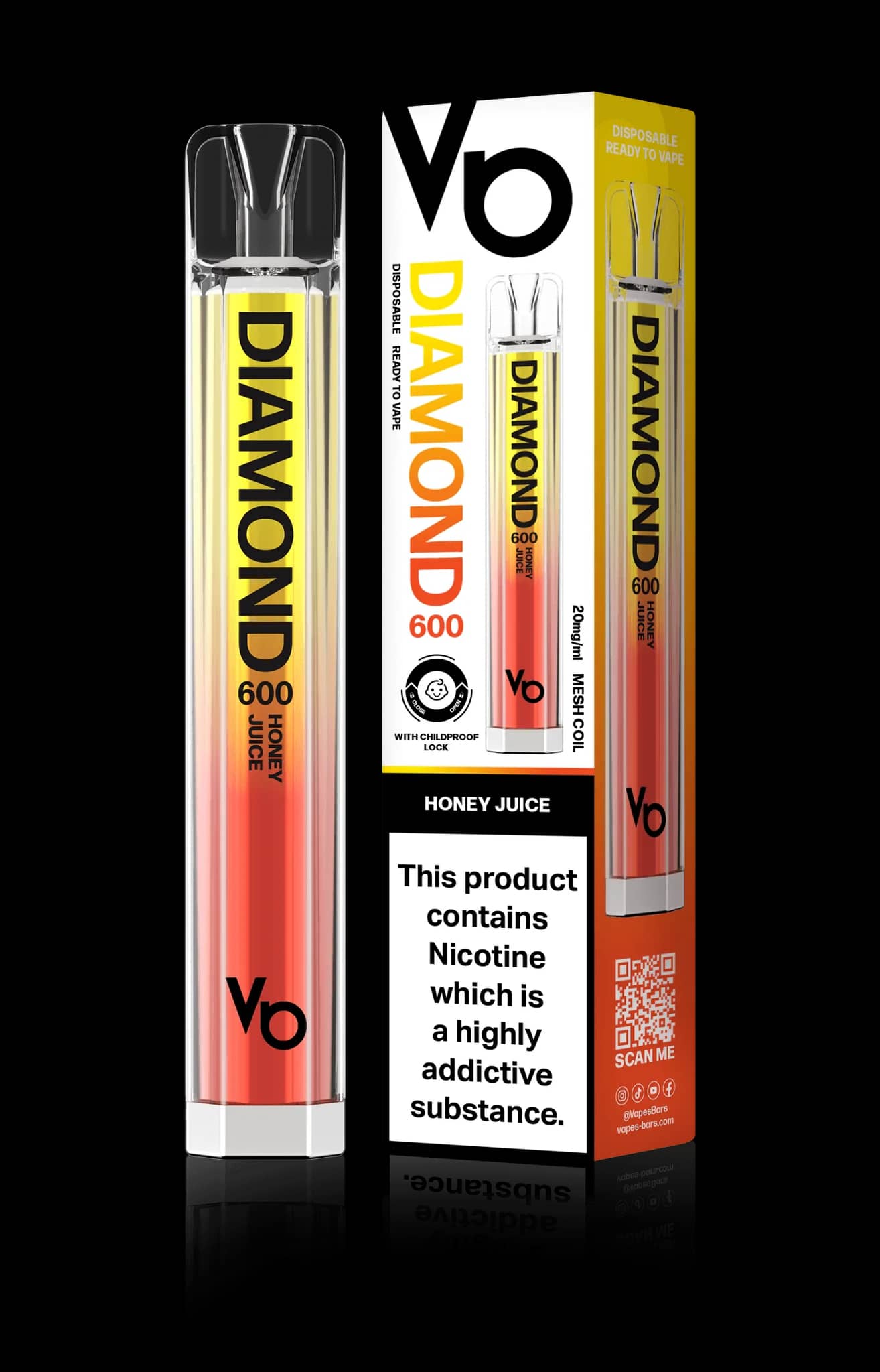 Vapes Bars Diamond 600 – Einweg E-Shisha 600 Züge - Honey Juice