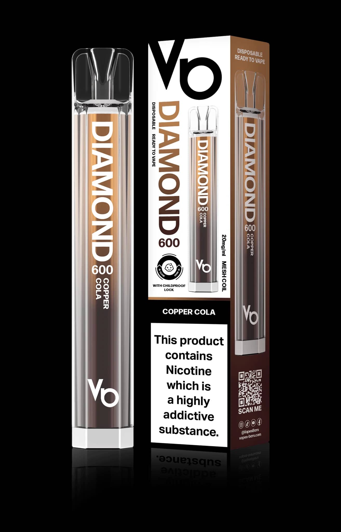 Vapes Bars Diamond 600 – Einweg E-Shisha 600 Züge - Copper Cola