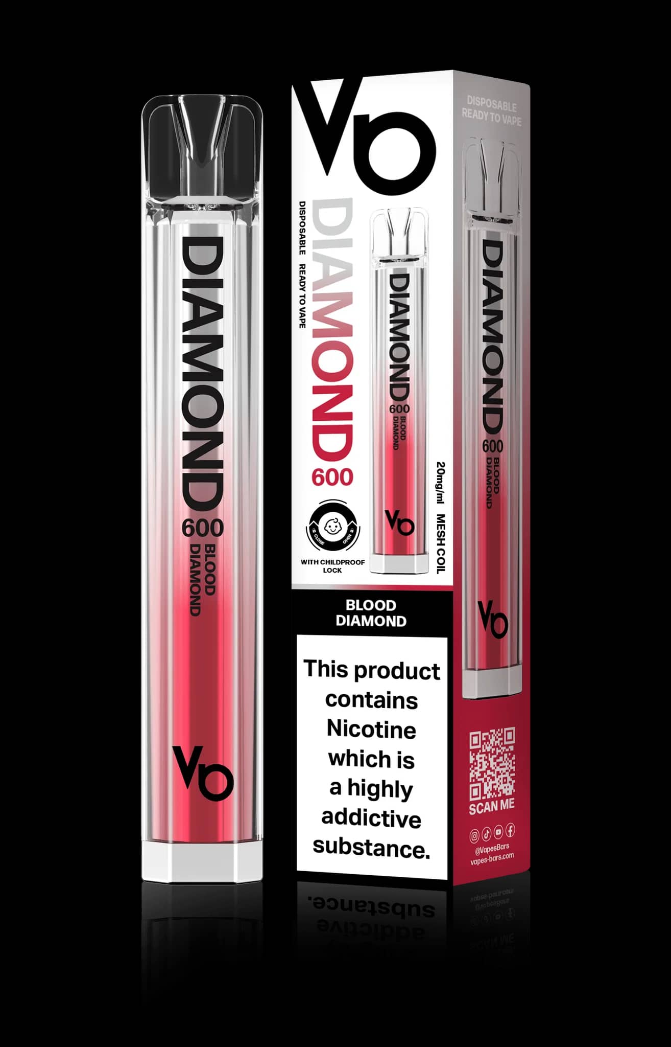 Vapes Bars Diamond 600 – Einweg E-Shisha 600 Züge - Blood Diamond