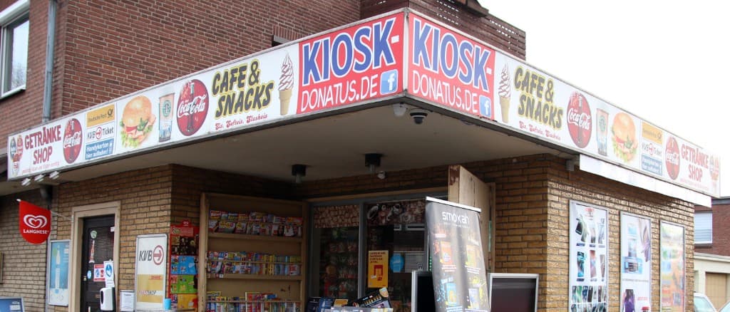 Außenansicht des Kiosk Donatus an der Donatusstraße in Köln