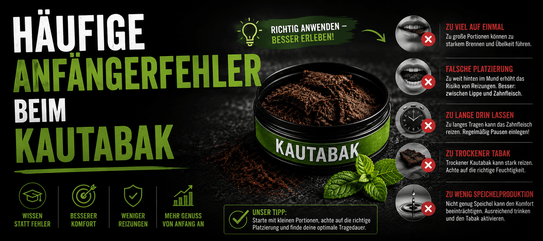 Häufige Anfängerfehler beim Kautabak