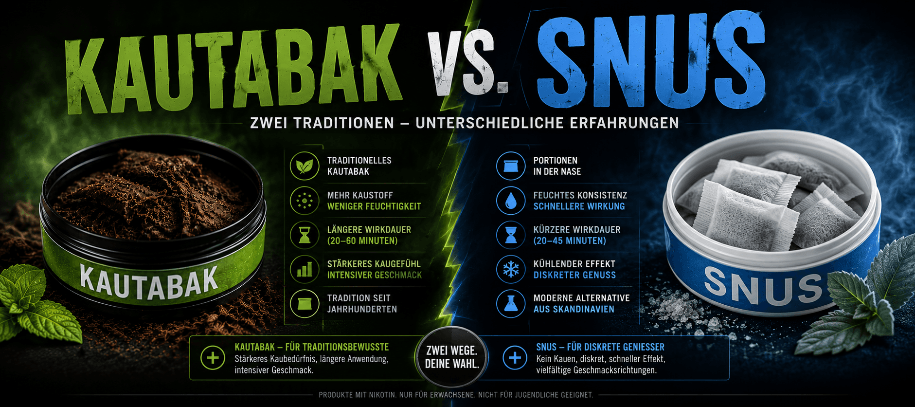Kautabak vs. Snus