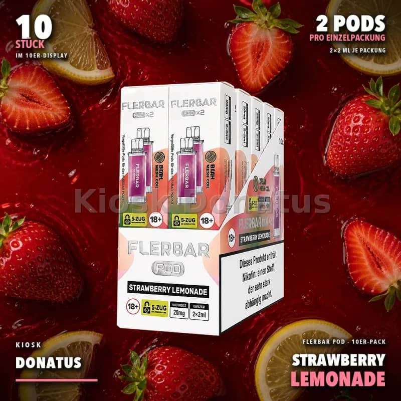 10er Pack - Flerbar Pods – Strawberry Lemonade