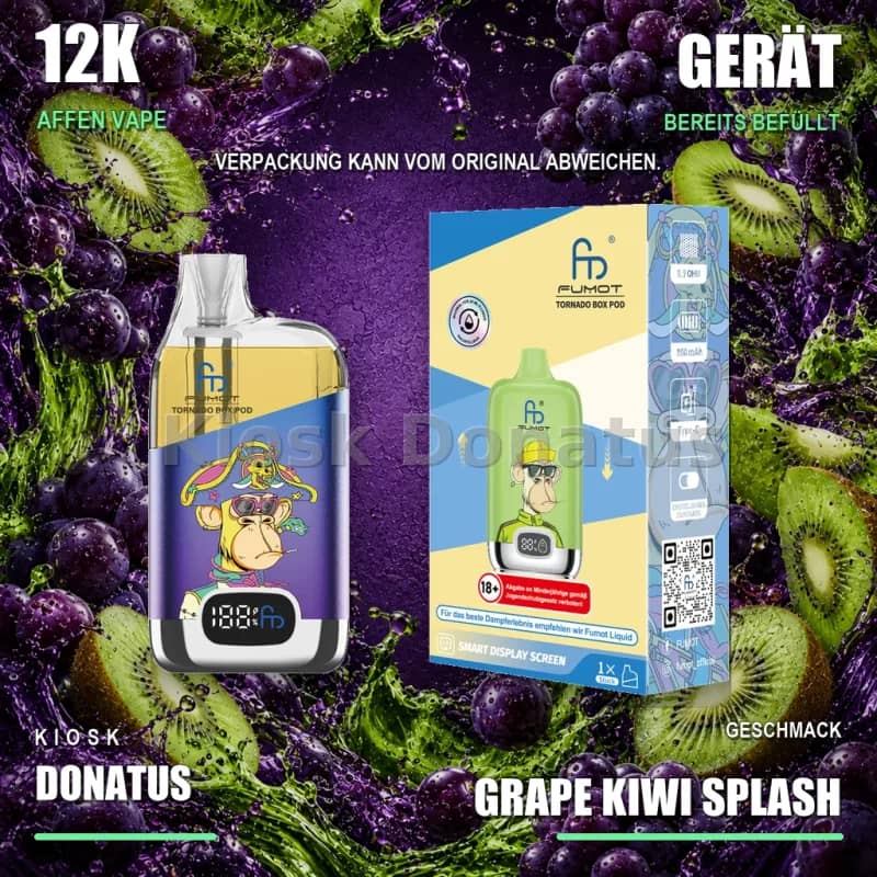 12K Affen Vape – Grape Kiwi Splash