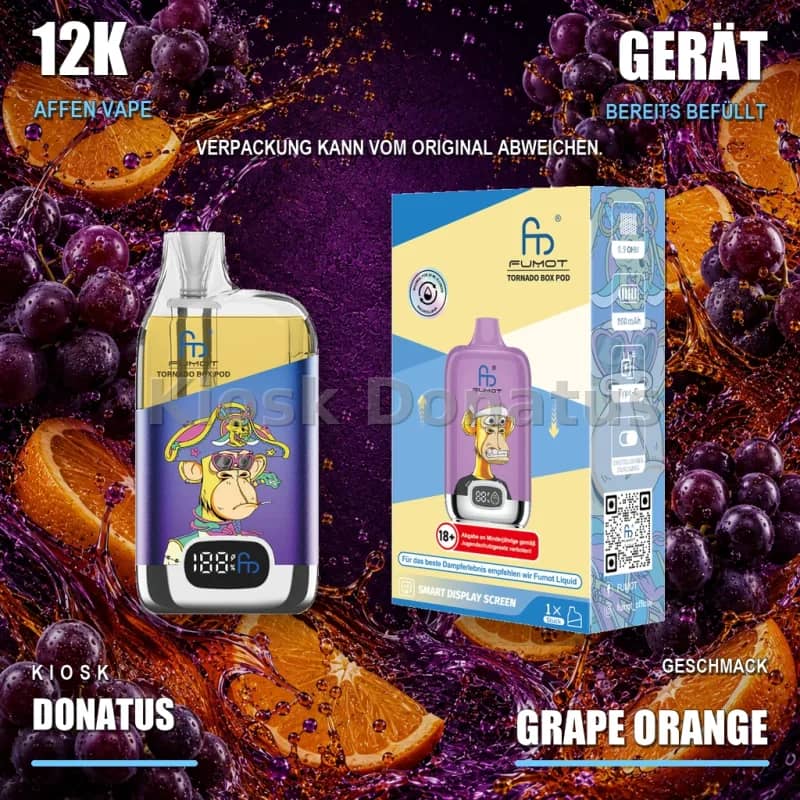 12K Affen Vape – Grape Orange