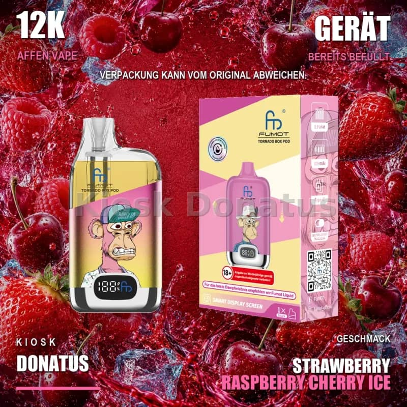 12K Affen Vape – Strawberry Raspberry Cherry Ice