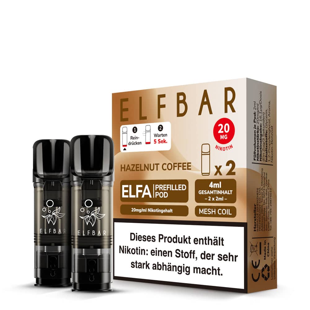 ELFBAR ELFA Prefilled Pods 2x2 ml – Hazelnut Coffee – 20 mg/ml