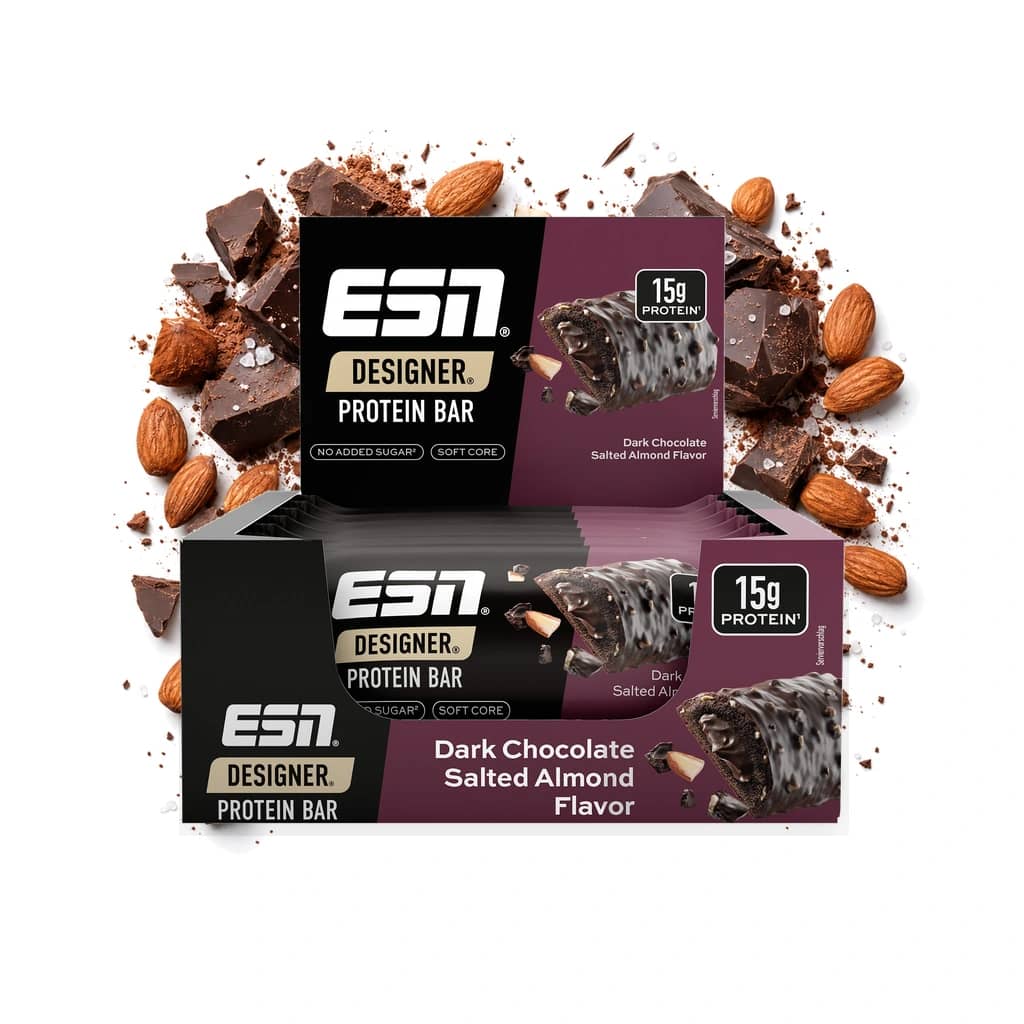 ESN Designer Bar 12 x 45 g Dark Chocolate Salted Almond