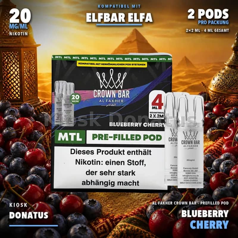 Al Fakher Crown Bar 600 Blueberry Cherry 20mg Pods