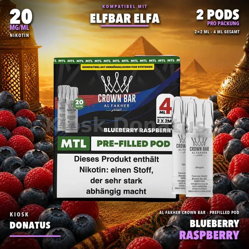Al Fakher Crown Bar 600 Blueberry Raspberry 20mg Pods