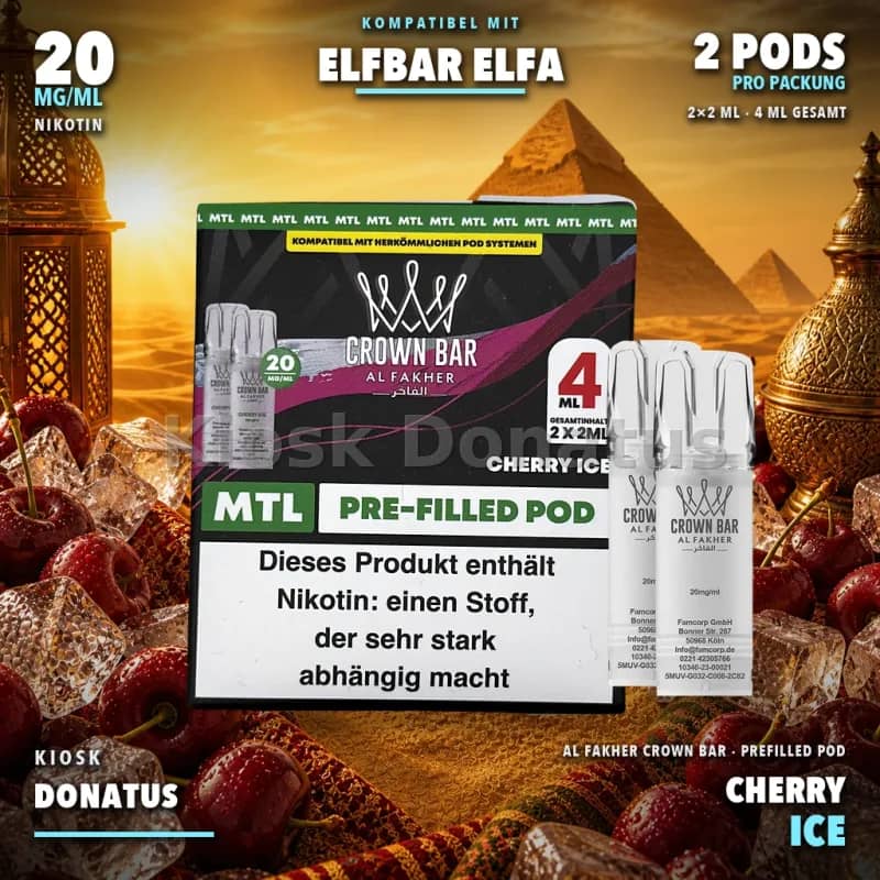 Al Fakher Crown Bar 600 Cherry Ice 20mg Pods