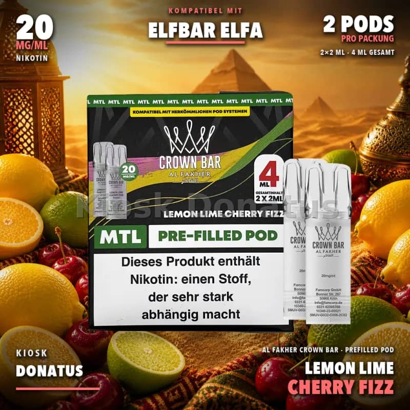 Al Fakher Crown Bar 600 Lemon Lime Cherry Fizz 20mg Pods