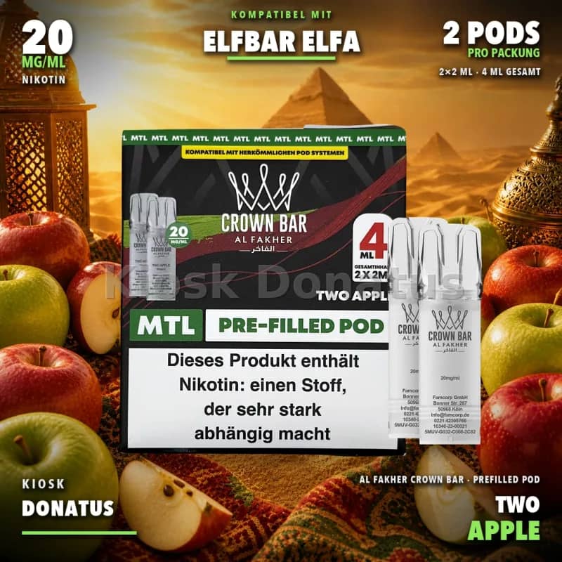 Al Fakher Crown Bar 600 Two Apple 20mg Pods