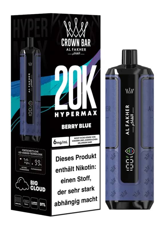 Alfakher 20k Crown Bar Hypermax Berry Blue