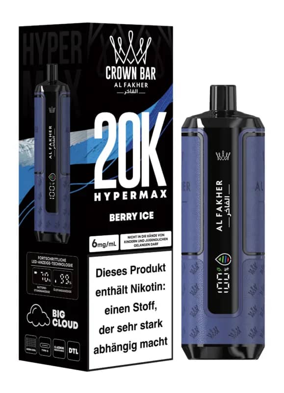 Alfakher 20k Crown Bar Hypermax Berry Ice