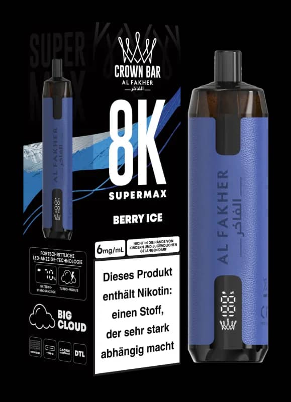 Alfakher 8k Crown Bar Supermax Berry Ice