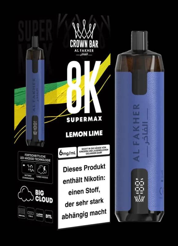 Alfakher 8k Crown Bar Supermax Lemon Lime