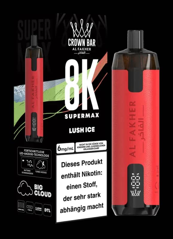 Alfakher 8k Crown Bar Supermax Lush Ice