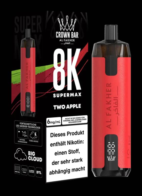 Alfakher 8k Crown Bar Supermax Two Apple