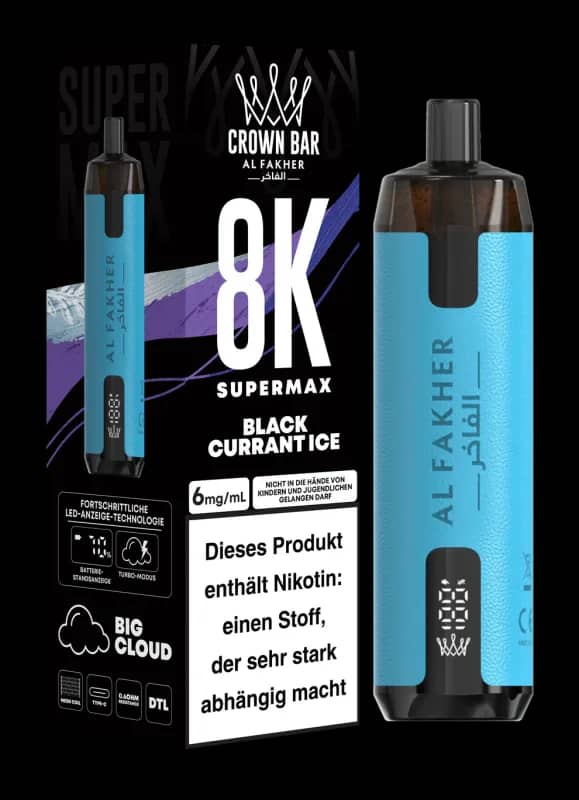 Alfakher 8k Crownbar Supermax Blackcurrant Ice