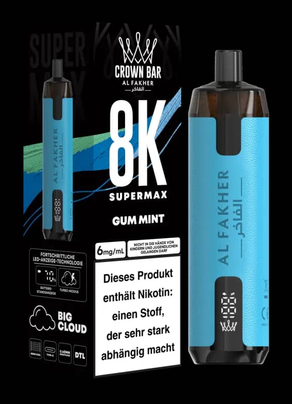 Alfakher 8k Crownbar Supermax Gum Mint