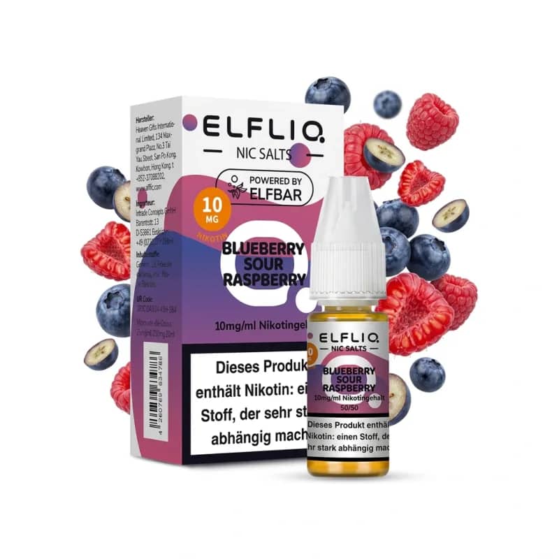 Elfbar ElfLiq Blueberry Sour Raspberry 10mg Liquid – 10 ml