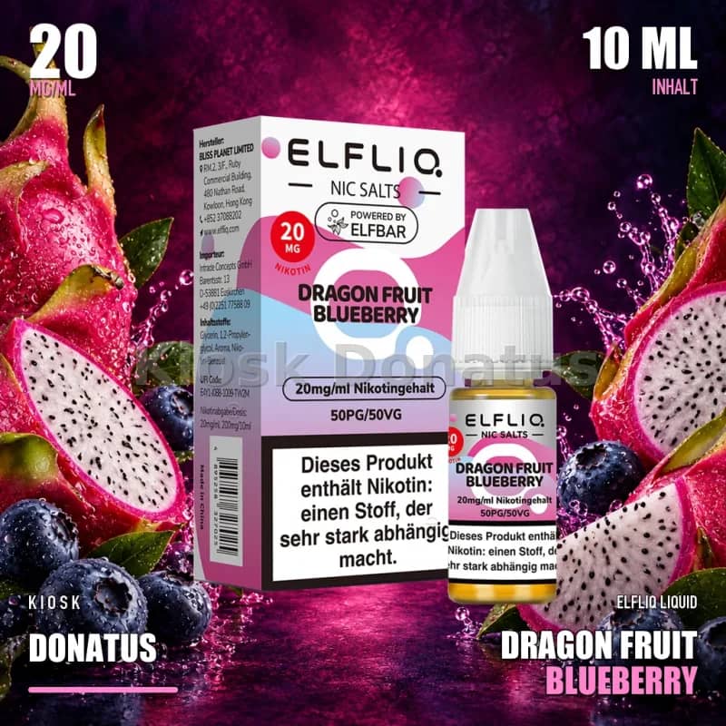 Elfbar ElfLiq Dragon Fruit Blueberry 20mg Liquid - 10 ml