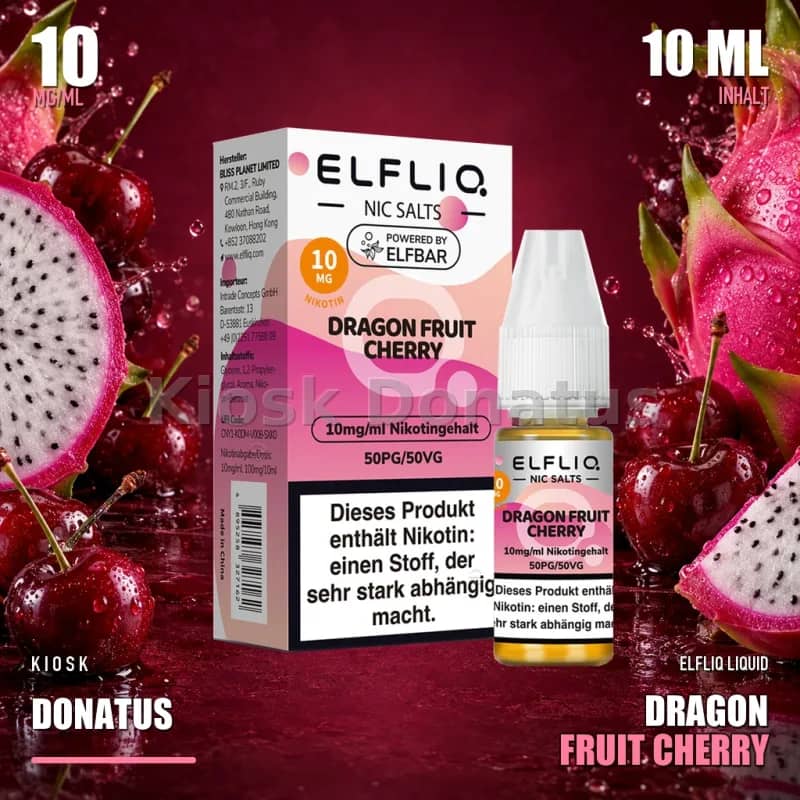 Elfbar ElfLiq Dragon Fruit Cherry 10mg Liquid - 10 ml