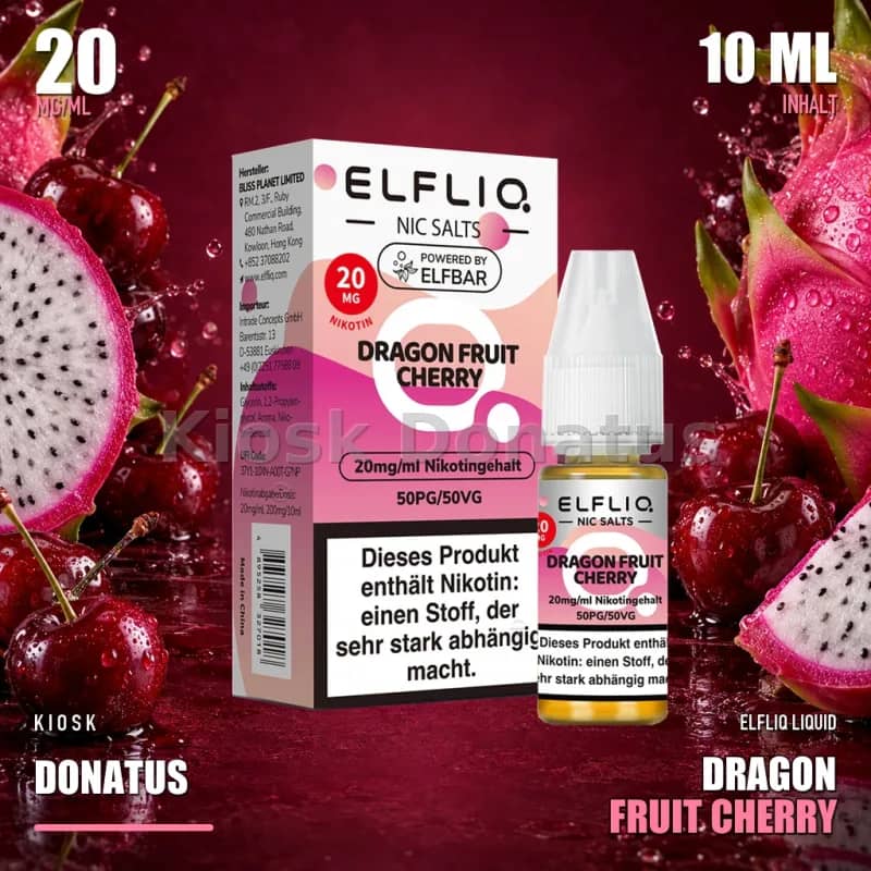Elfbar ElfLiq Dragon Fruit Cherry 20mg Liquid - 10 ml