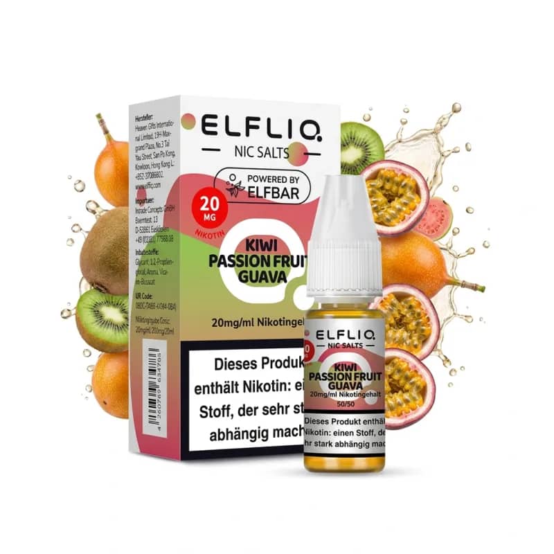 Elfbar ElfLiq Kiwi Passion Fruit Guava 20mg Liquid – 10 ml