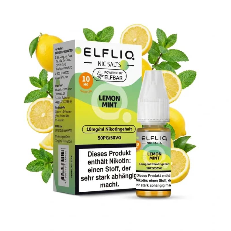 Elfbar ElfLiq Lemon Mint 10mg Liquid – 10 ml