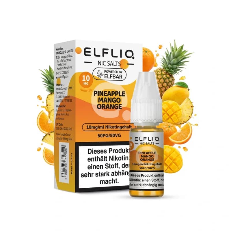 Elfbar ElfLiq Pineapple Mango Orange 10mg Liquid – 10 ml