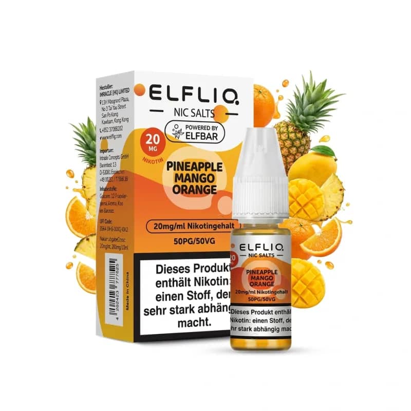 Elfbar ElfLiq Pineapple Mango Orange 20mg Liquid – 10 ml