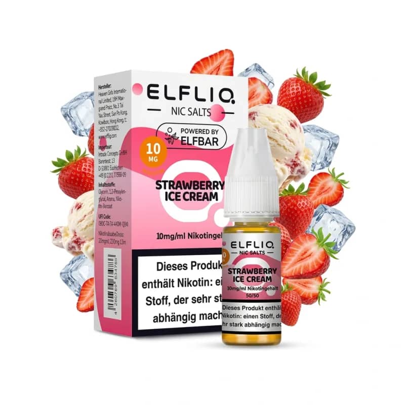 Elfbar ElfLiq Strawberry Ice Cream 10mg Liquid – 10 ml