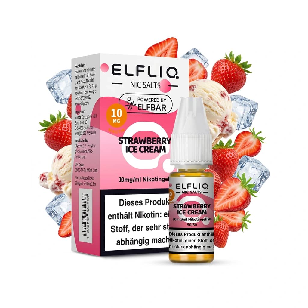 Elf Bar ElfLiq Strawberry Ice Cream 10mg Liquid – 10 ml