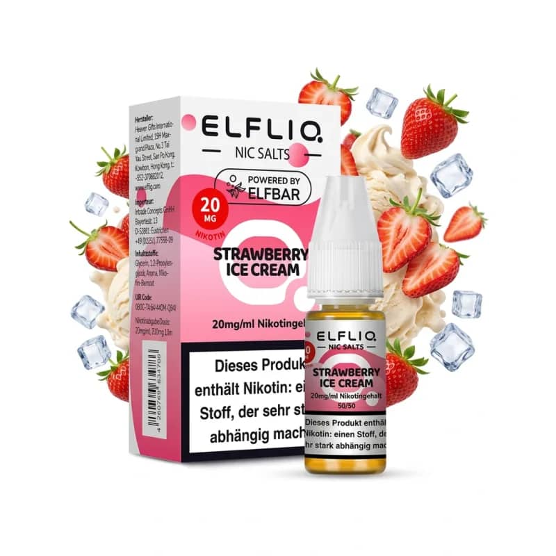Elfbar ElfLiq Strawberry Ice Cream 20mg Liquid – 10 ml