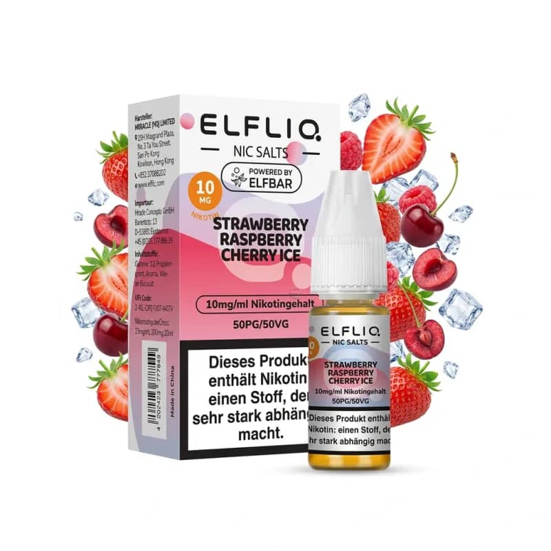 Elfbar ElfLiq Strawberry Raspberry Cherry Ice 10mg Liquid – 10 ml