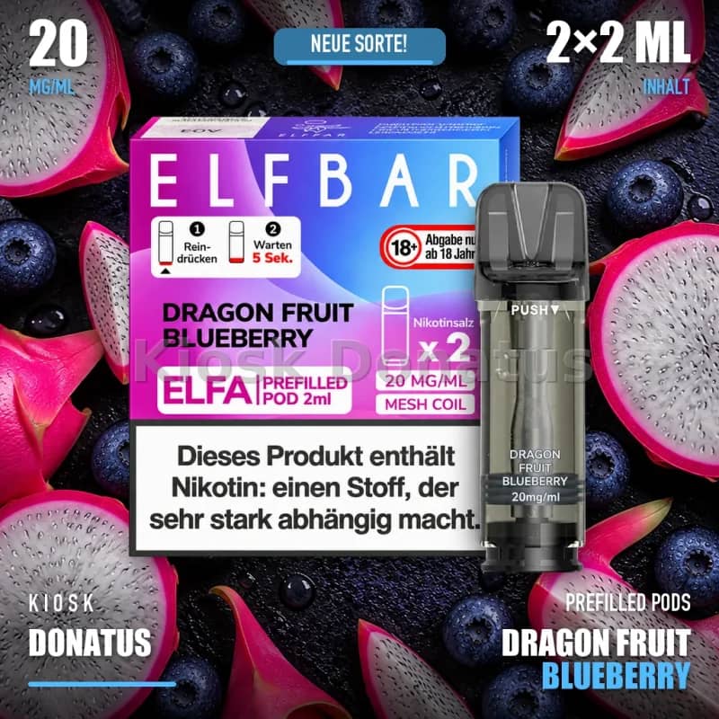 Elfbar Elfa Dragon Fruit Blueberry Pods 20mg, 2er Pack