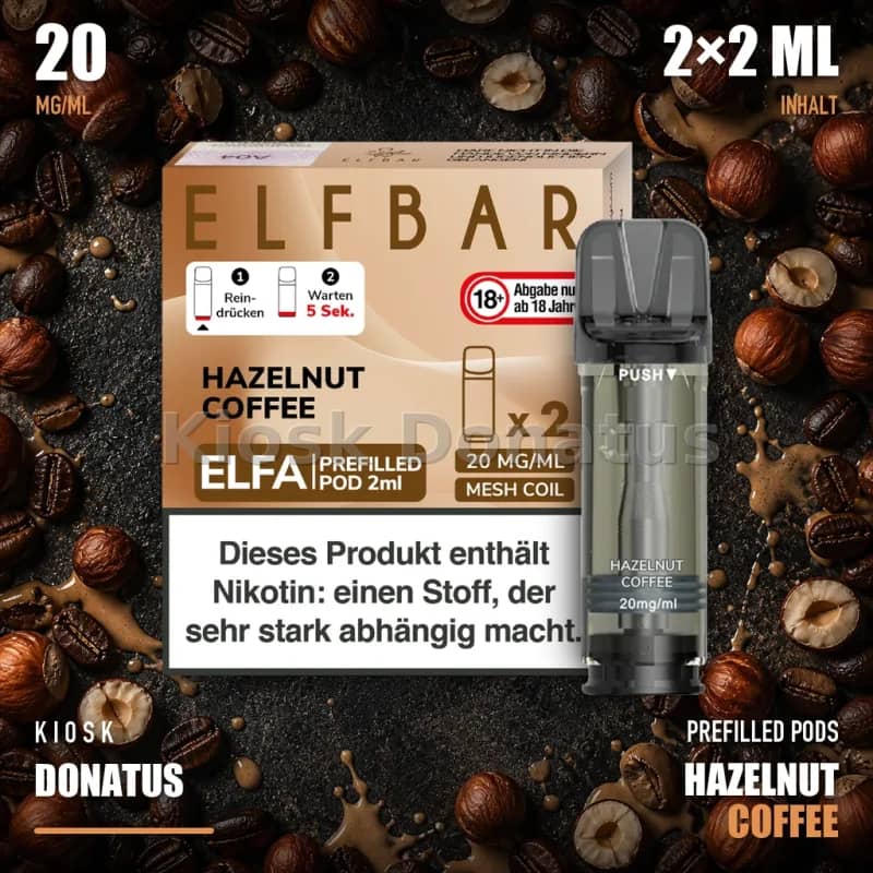 ELFBAR ELFA Prefilled Pods 2x2 ml – Hazelnut Coffee – 20 mg/ml