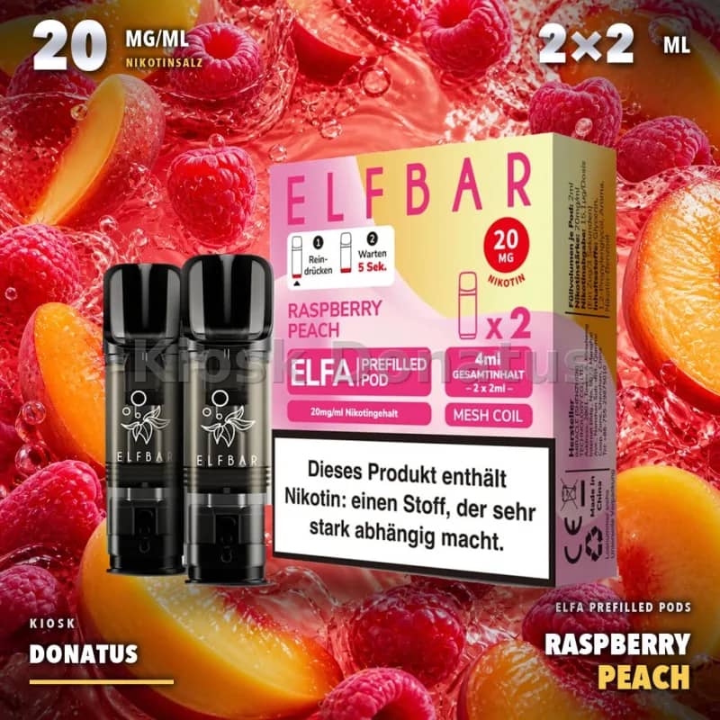ELFBAR ELFA Prefilled Pods 2x2 ml - Raspberry Peach - 20 mg/ml