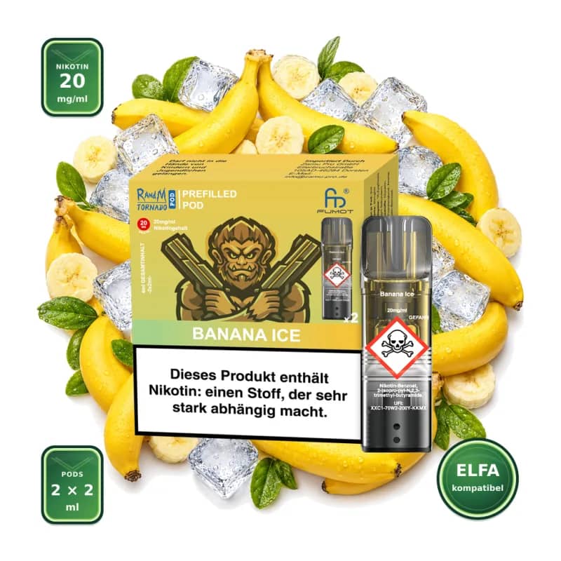 Fumot RandM Tornado Prefilled Pods 2x2 ml - Banana Ice - 20 mg/ml