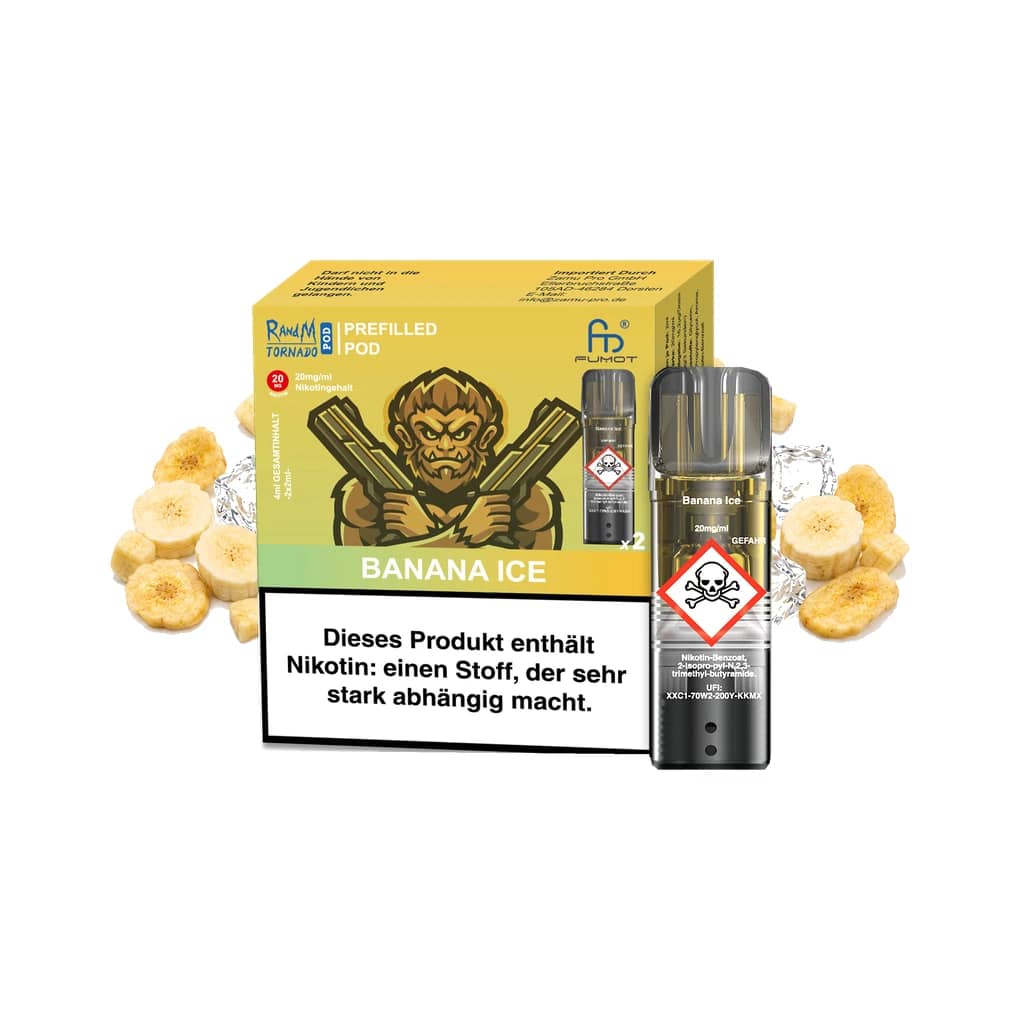 Fumot RandM Tornado Prefilled Pods 2x2 ml - Banana Ice - 20 mg/ml