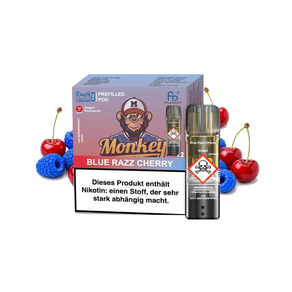 Fumot RandM Tornado Prefilled Pods 2x2 ml - Blue Razz Cherry - 20 mg/ml