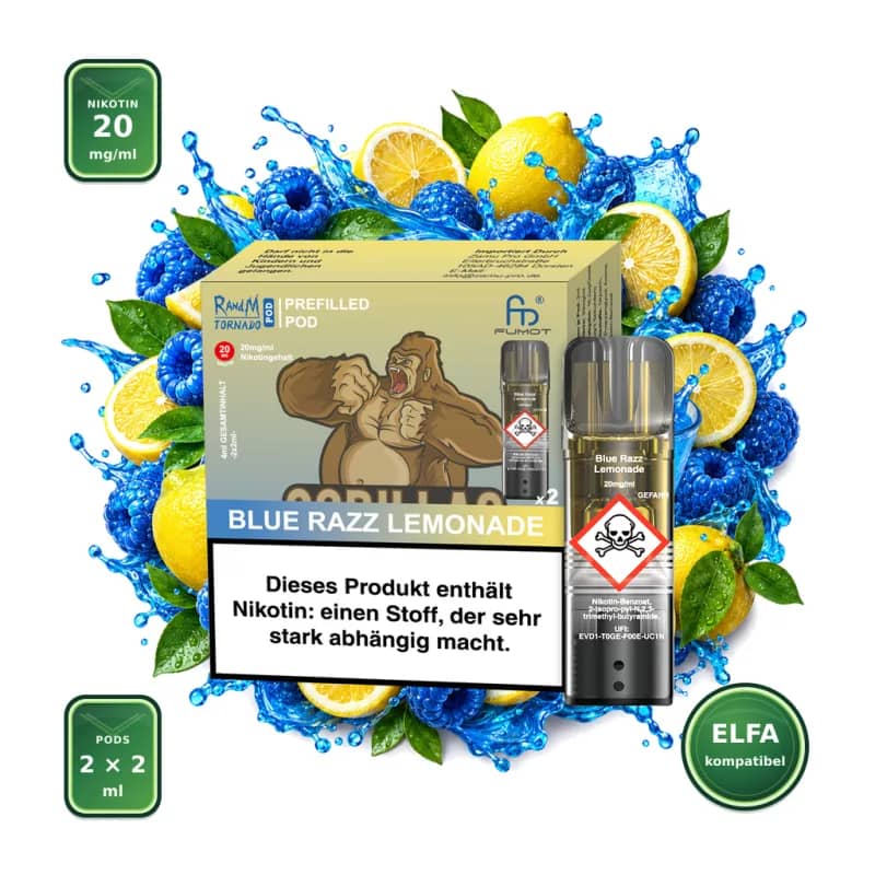 Fumot RandM Tornado Prefilled Pods 2x2 ml - Blue Razz Lemonade - 20 mg/ml