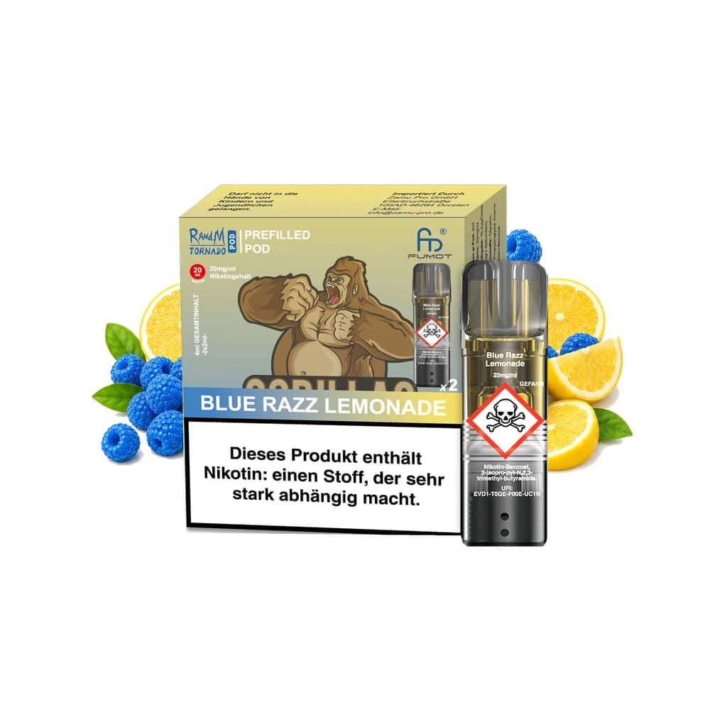 Fumot RandM Tornado Prefilled Pods 2x2 ml - Blue Razz Lemonade - 20 mg/ml
