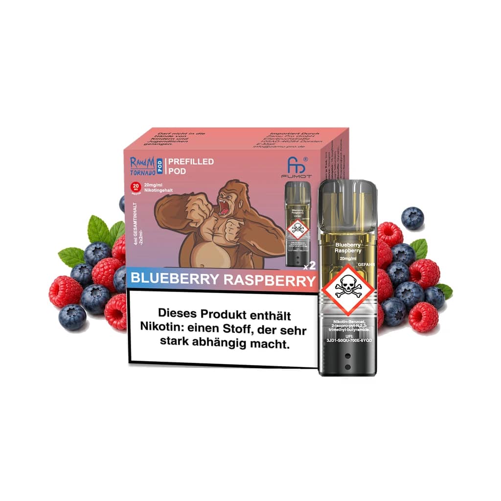 Fumot RandM Tornado Prefilled Pods 2x2 ml - Blueberry Raspberry - 20 mg/ml