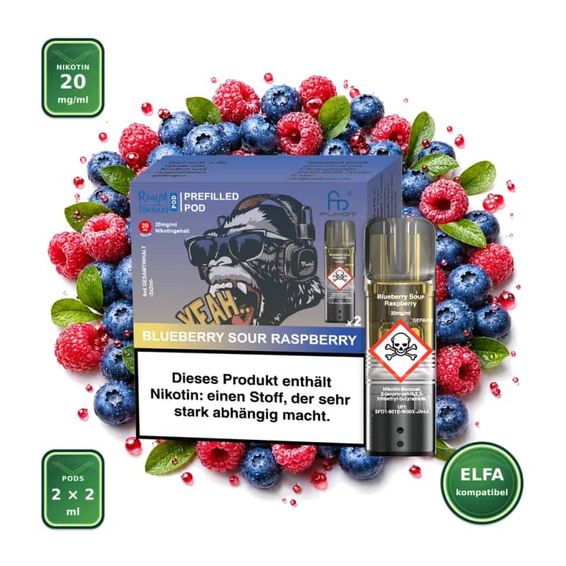 Fumot RandM Tornado Prefilled Pods 2x2 ml - Blueberry Sour Raspberry - 20 mg/ml